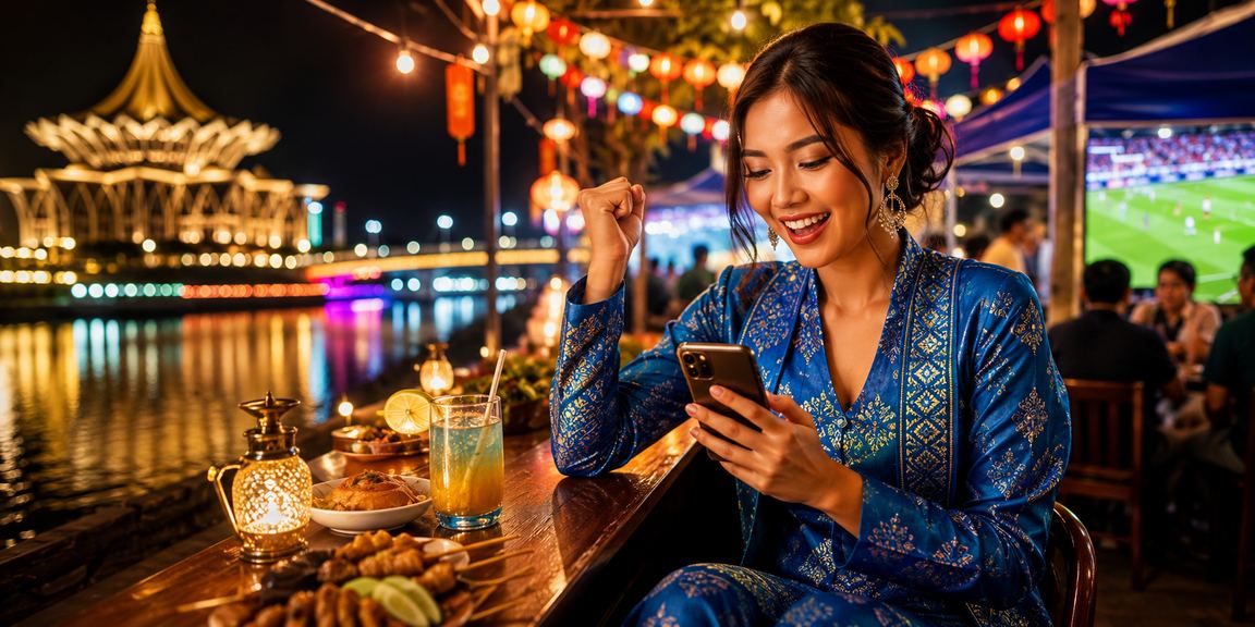 Pengalaman kasino langsung dengan peniaga profesional di Kuching mengenakan baju kurung Melayu